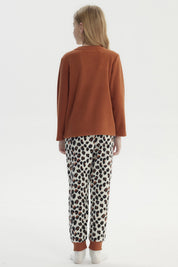 Pijama Niña Polera Y Pantalón Café