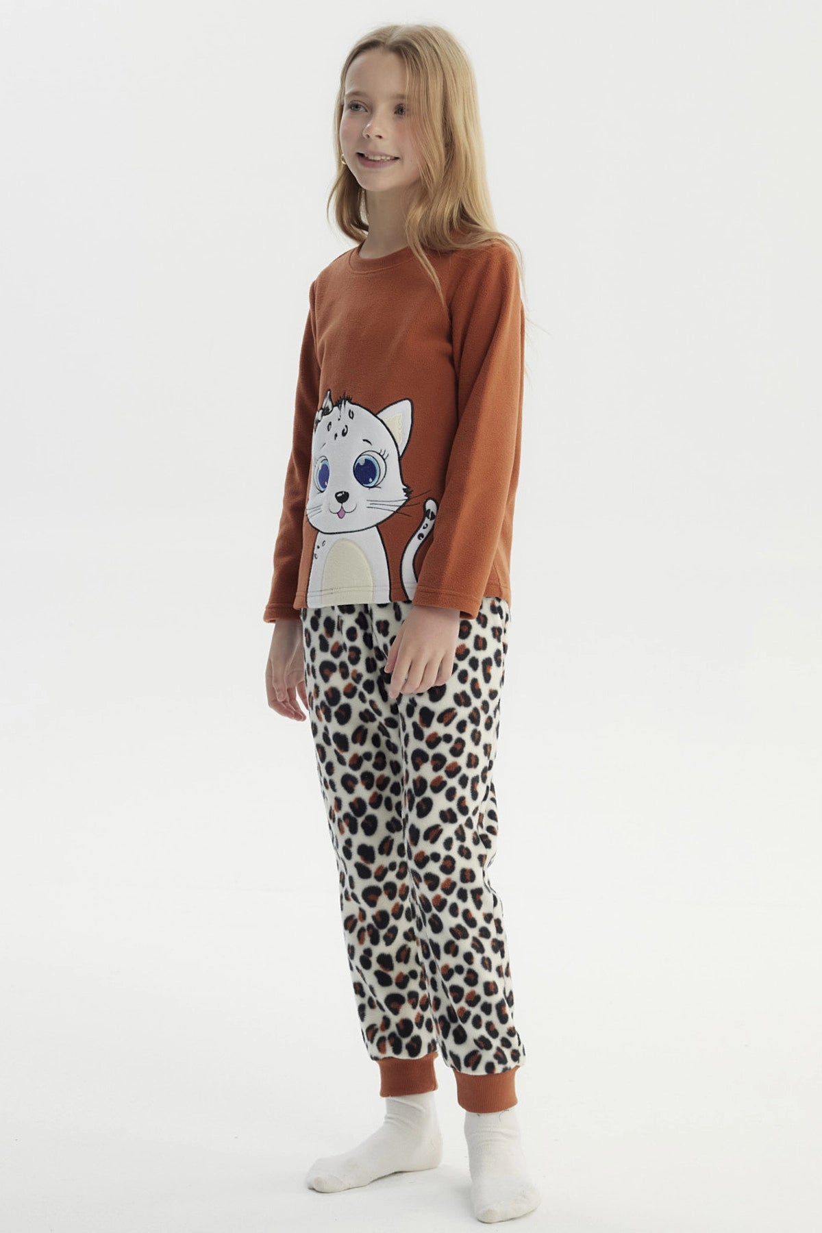 Pijama Niña Polera Y Pantalón Café