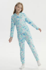 Pijama Niña Polera Y Pantalón Aqua