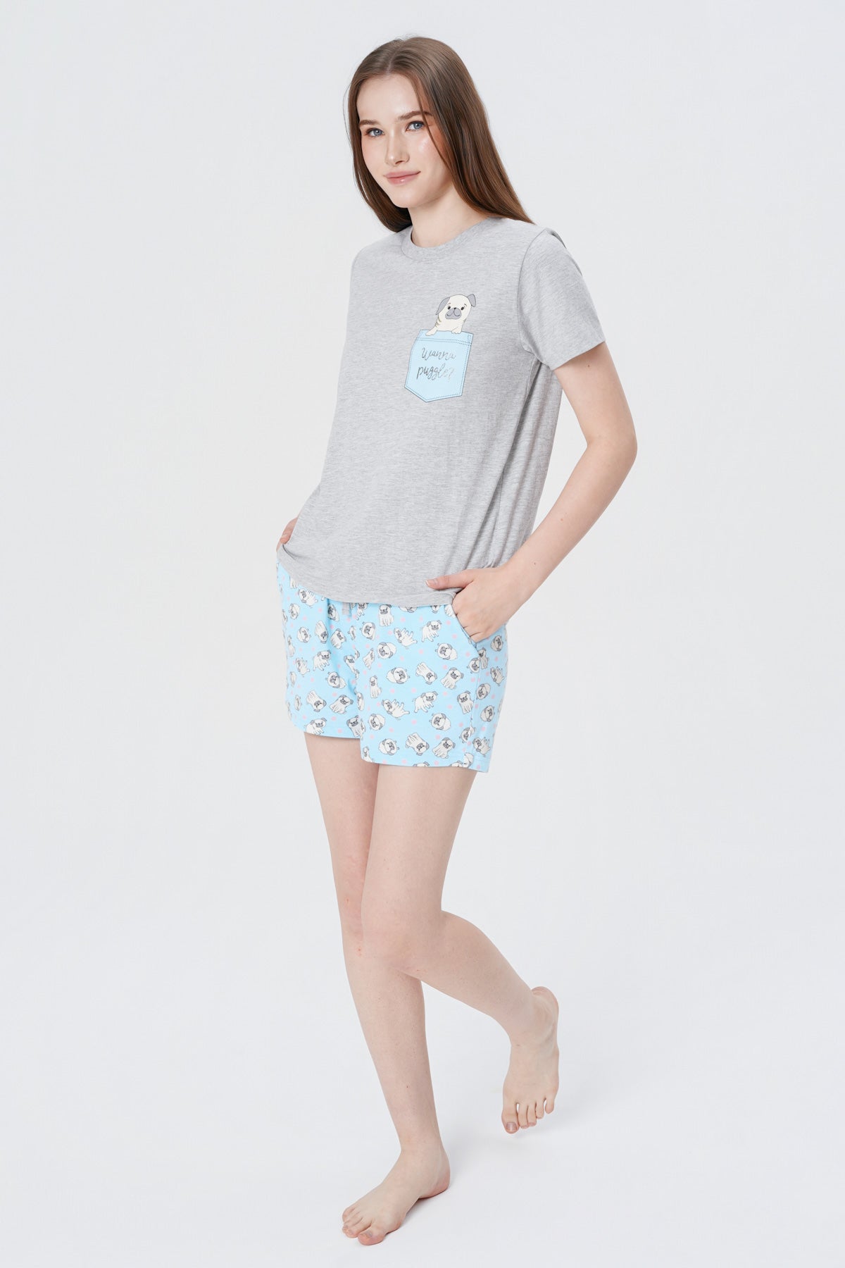 Pijama Juvenil Mujer Gris Melange