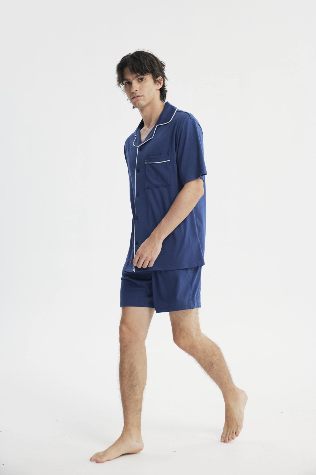 Pijama Camisero Hombre Azul