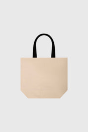 Bolsa grande naranjo con asas negras estampa de gatos jugando y descansando estilo dibujo animado en toda la superficie