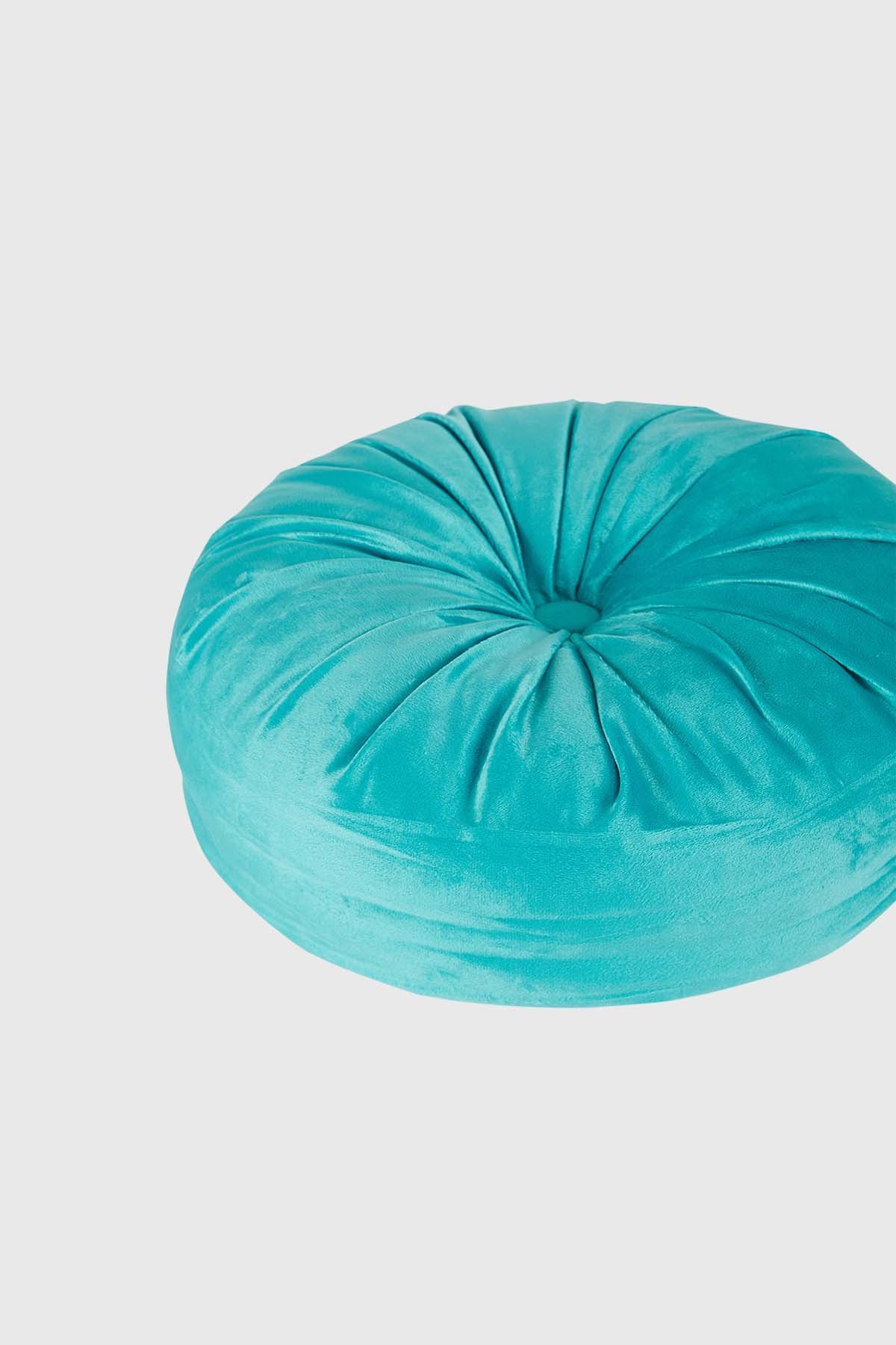Cojín Velvet Redondo Turquesa Claro