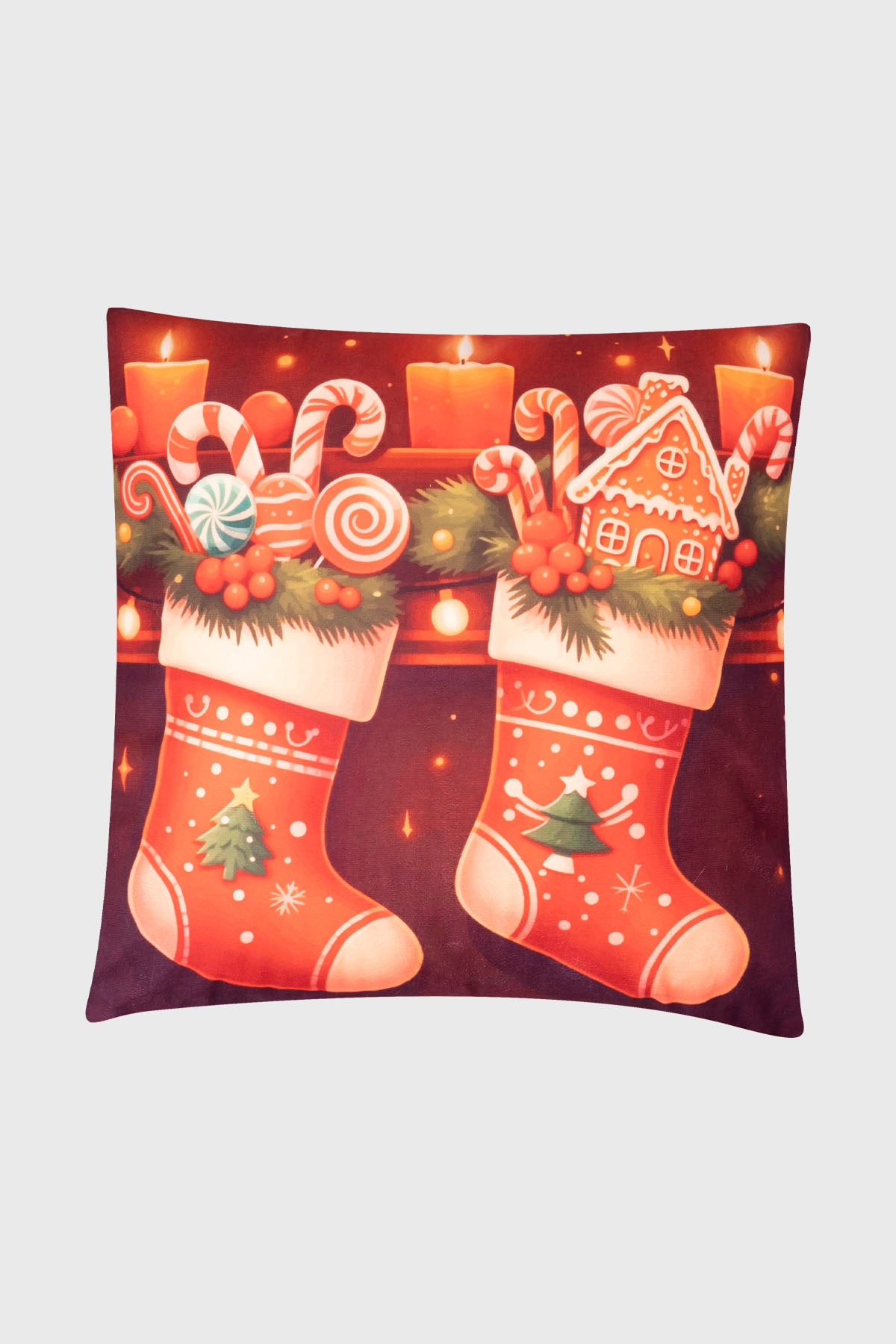 Cojín Home Led Cuadrado Café