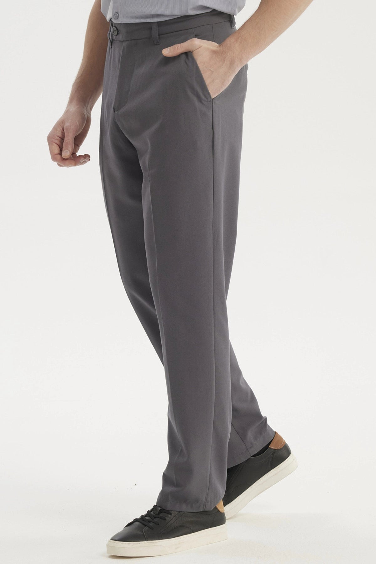 Pantalón Hombre Calce Recto Gris Oscuro