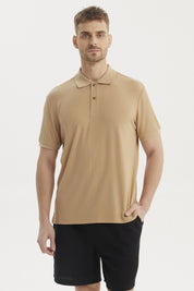 Polera Hombre Cuello Camisero Beige