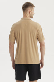 Polera Hombre Cuello Camisero Beige