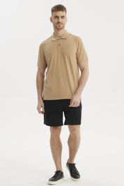 Polera Hombre Cuello Camisero Beige