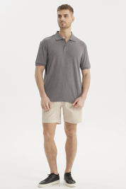 Polera Hombre Cuello Camisero Gris Oscuro