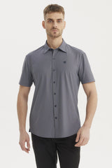Camisa Hombre Slim Cuello Camisero Azul Marino