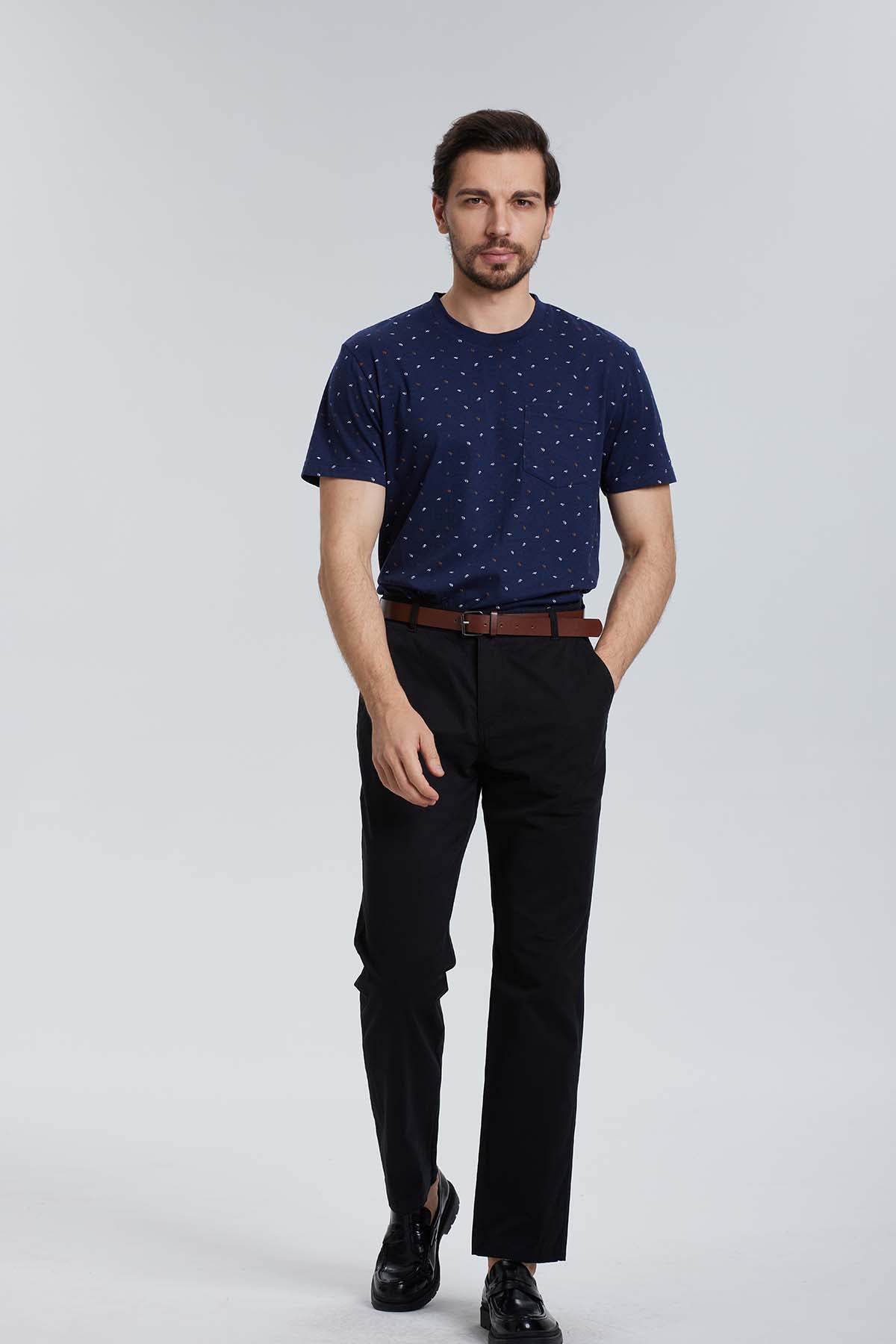 Pantalón Hombre Chino Cinturón Negro