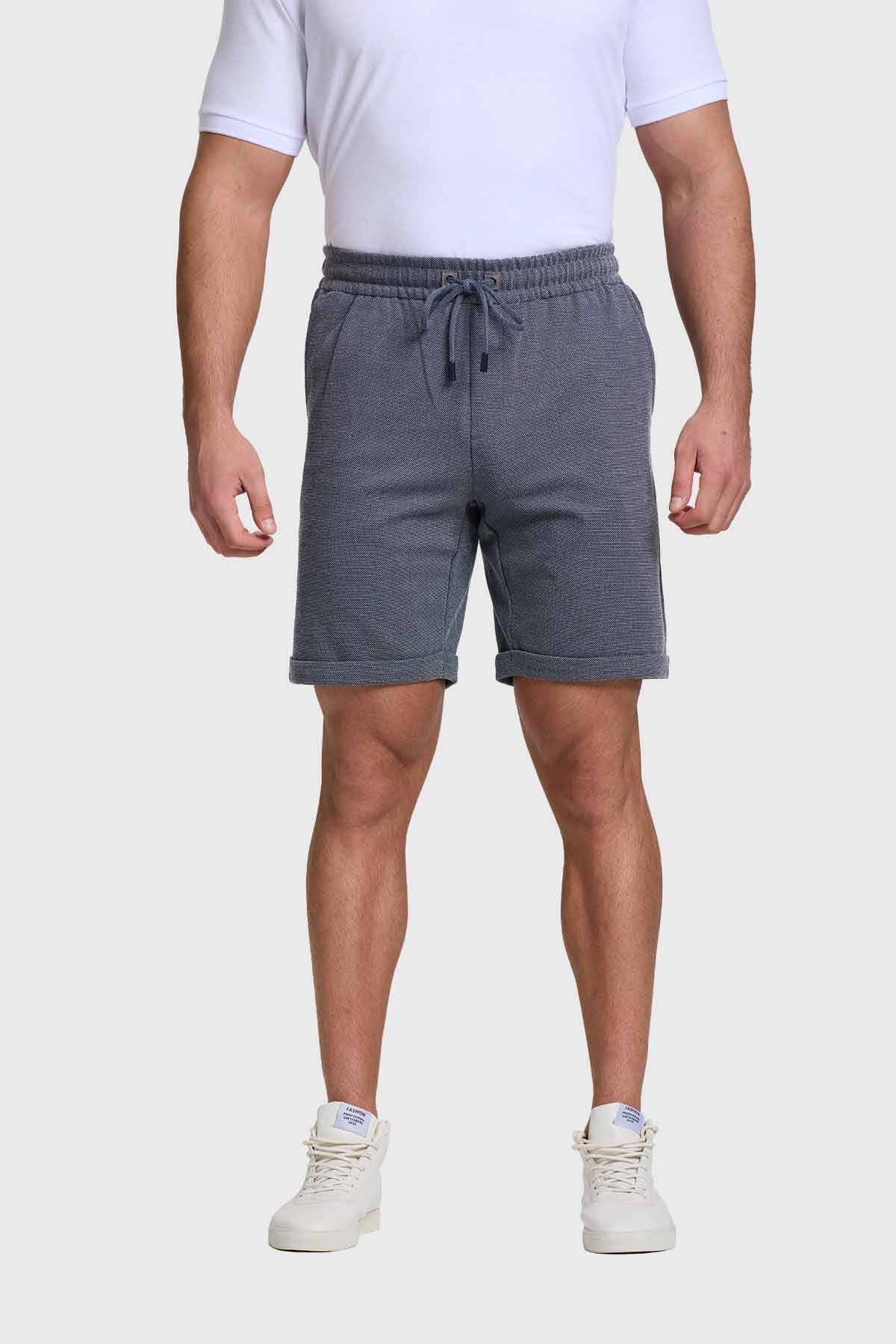 Bermuda Hombre Con Cordón Y Bolsillo Azul