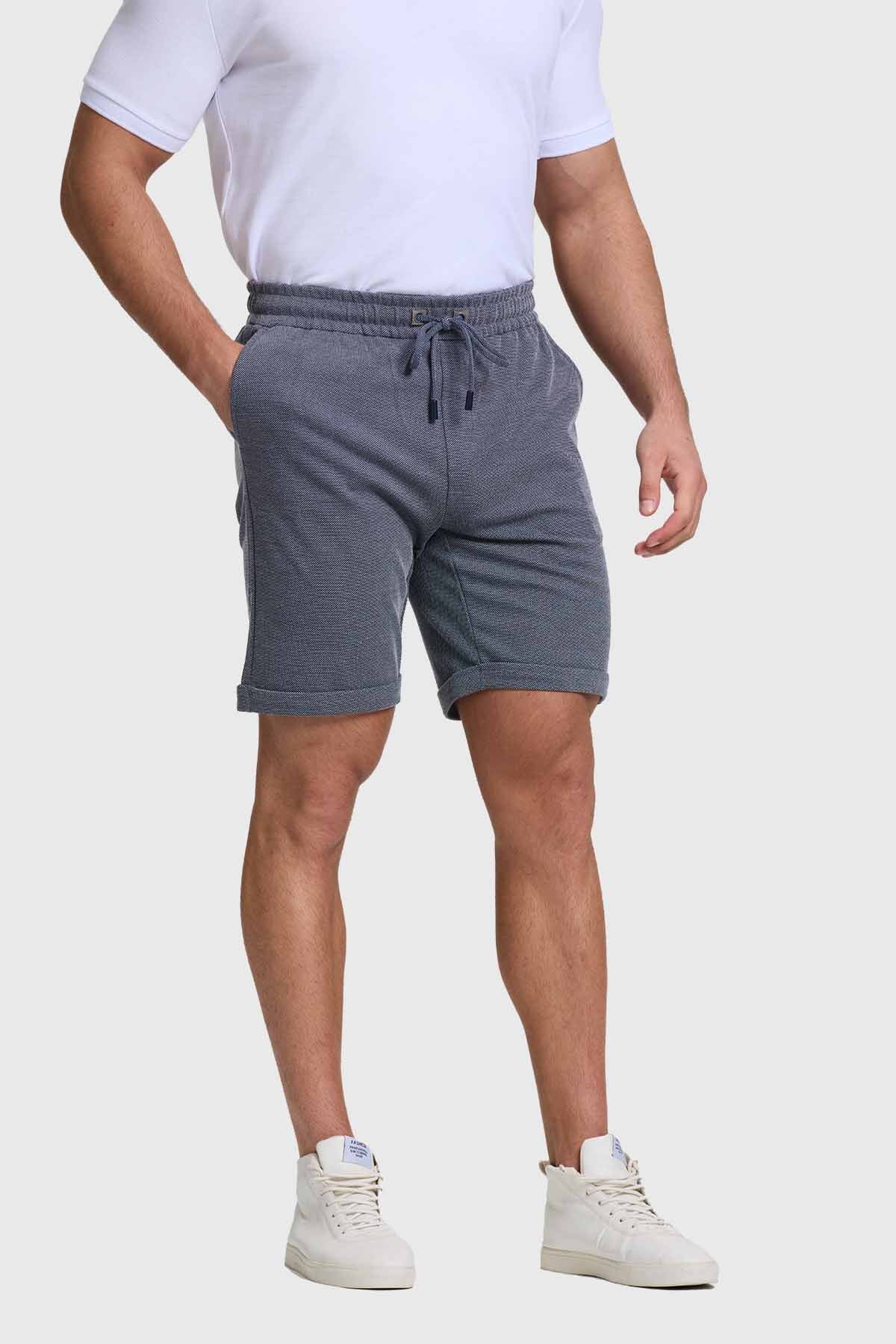 Bermuda Hombre Con Cordón Y Bolsillo Azul