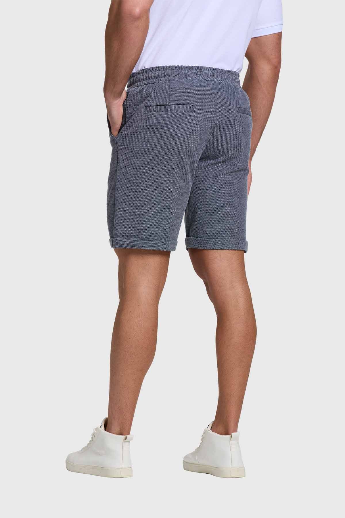 Bermuda Hombre Con Cordón Y Bolsillo Azul