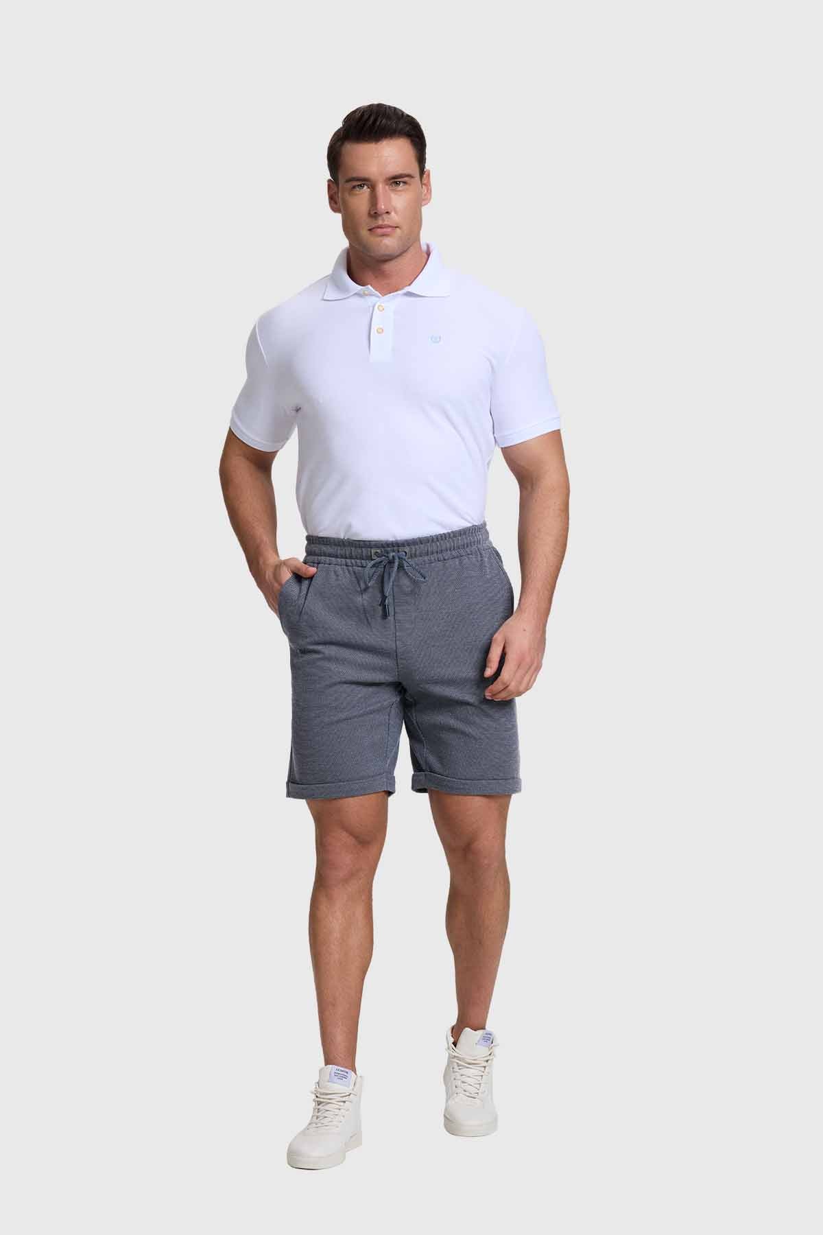 Bermuda Hombre Con Cordón Y Bolsillo Azul