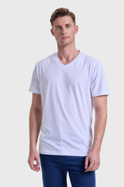 Polera Hombre Cuello V Básica Blanco