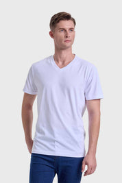 Polera Hombre Cuello V Básica Blanco
