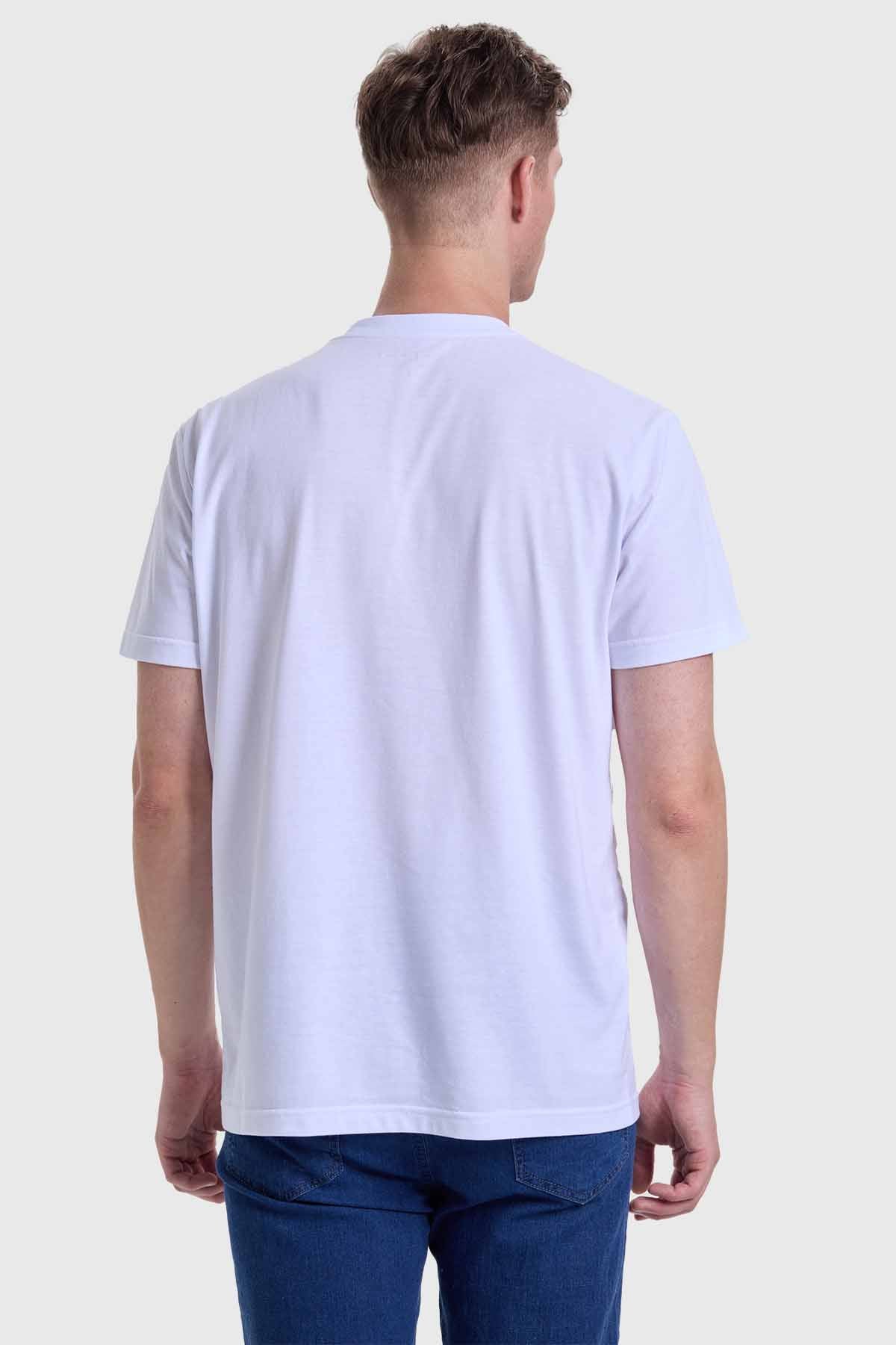 Polera Hombre Cuello V Básica Blanco