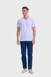 Polera Hombre Cuello V Básica Blanco