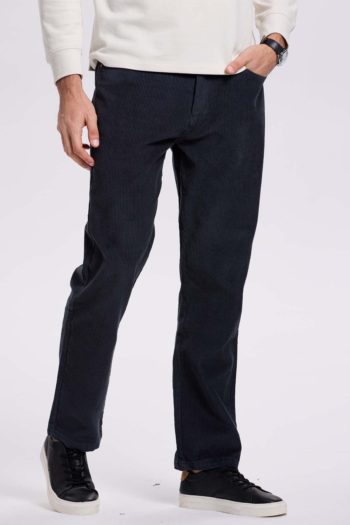 Pantalón Hombre Básico Cotelé Azul