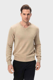 Sweater Hombre Cuello V Básico Café