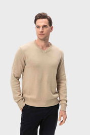 Sweater Hombre Cuello V Básico Café
