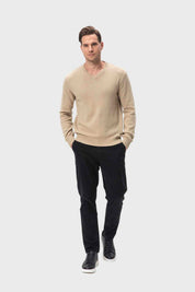 Sweater Hombre Cuello V Básico Café