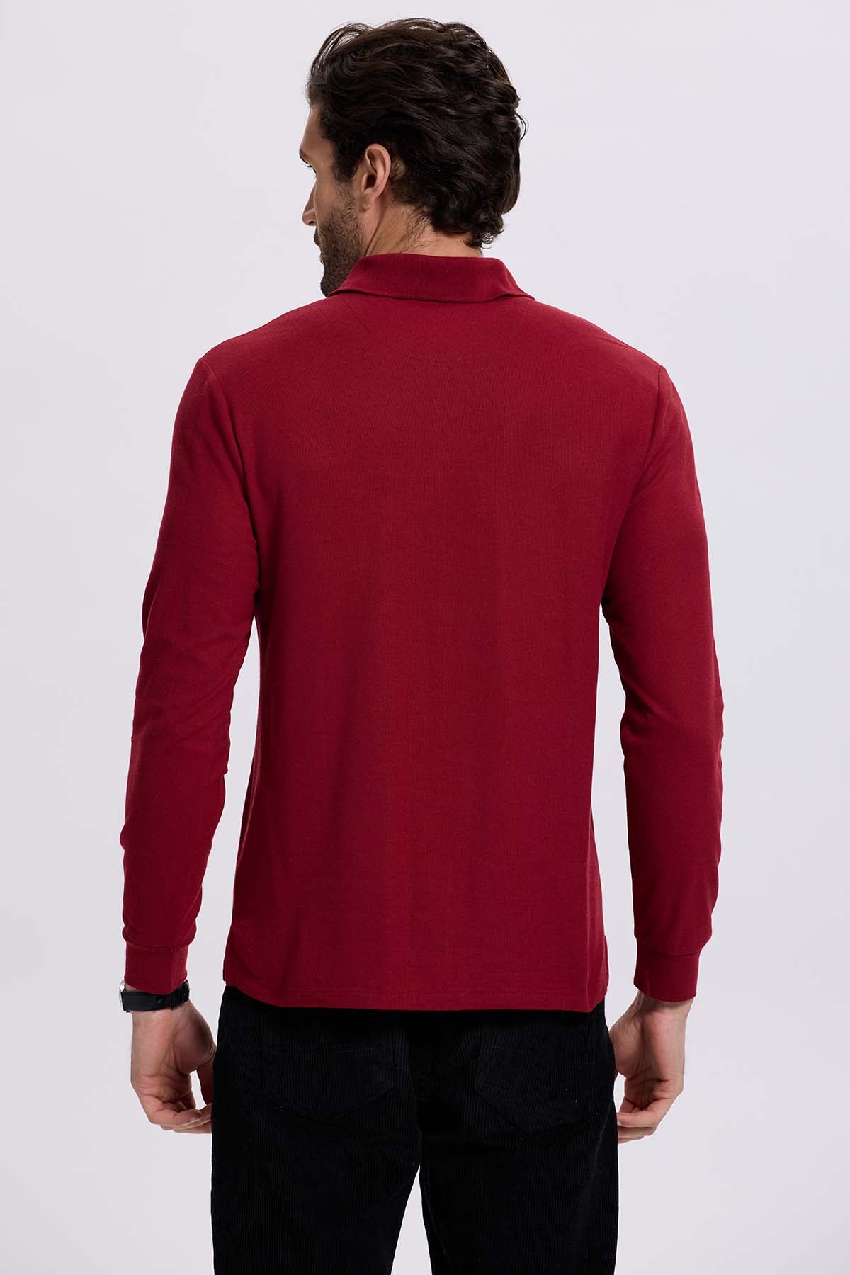 Polera Hombre Piqué Básica Burdeo