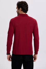 Polera Hombre Piqué Básica Burdeo