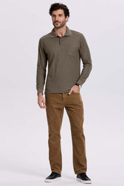 Polera Hombre Piqué Básica Café