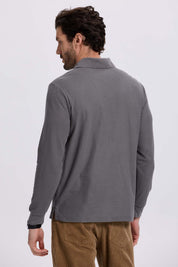 Polera Hombre Piqué Básica Gris