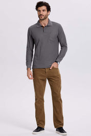 Polera Hombre Piqué Básica Gris