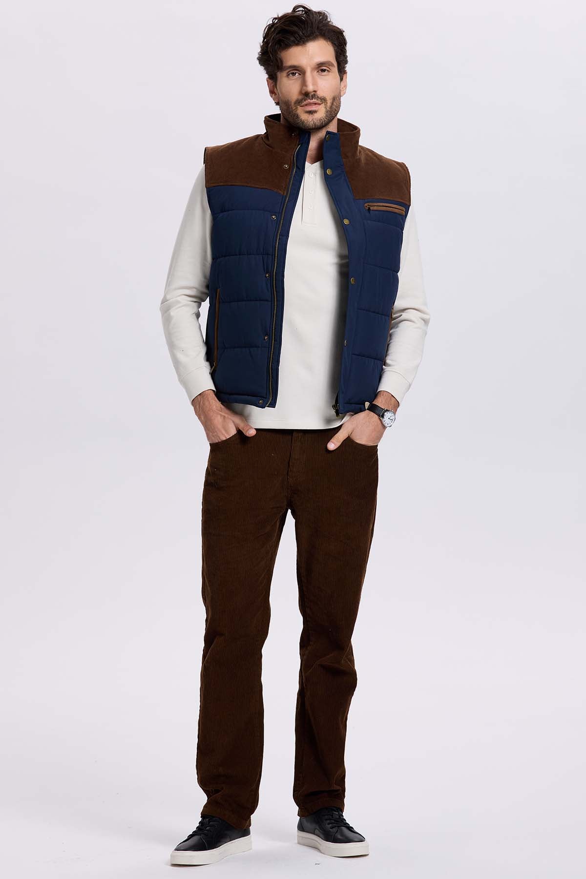Parka Hombre Hombro Cotelé Azul
