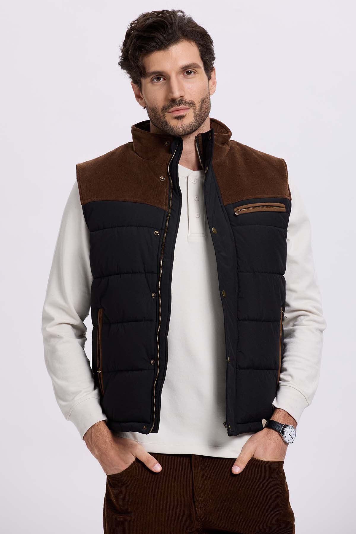 Parka Hombre Hombro Cotelé Negro