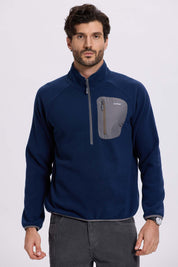 Polar Hombre Medio Con Bolsillo Azul