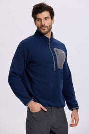 Polar Hombre Medio Con Bolsillo Azul