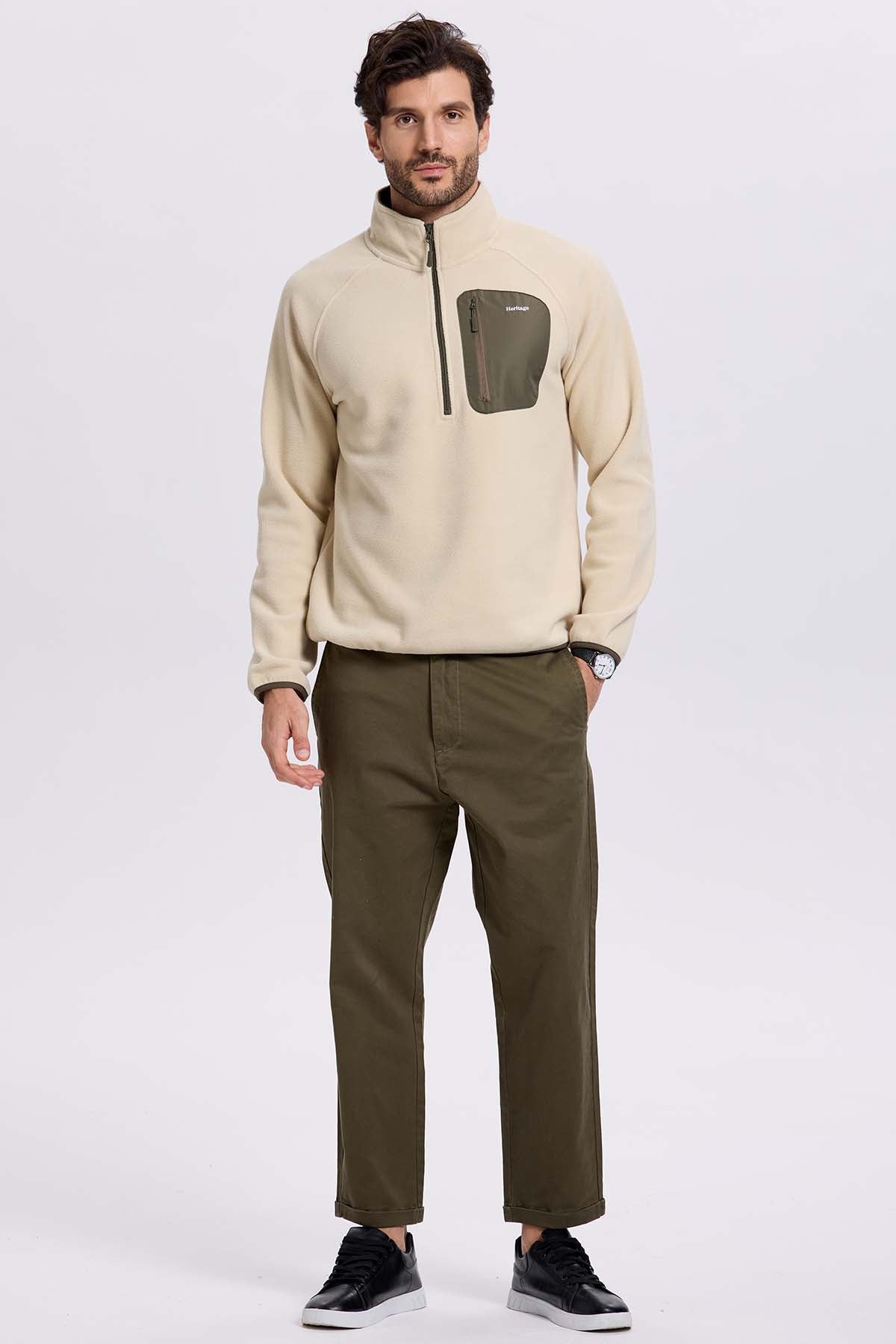 Polar Hombre Medio Con Bolsillo Beige