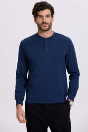 Polera Hombre Tres Botones Azul