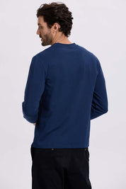 Polera Hombre Tres Botones Azul