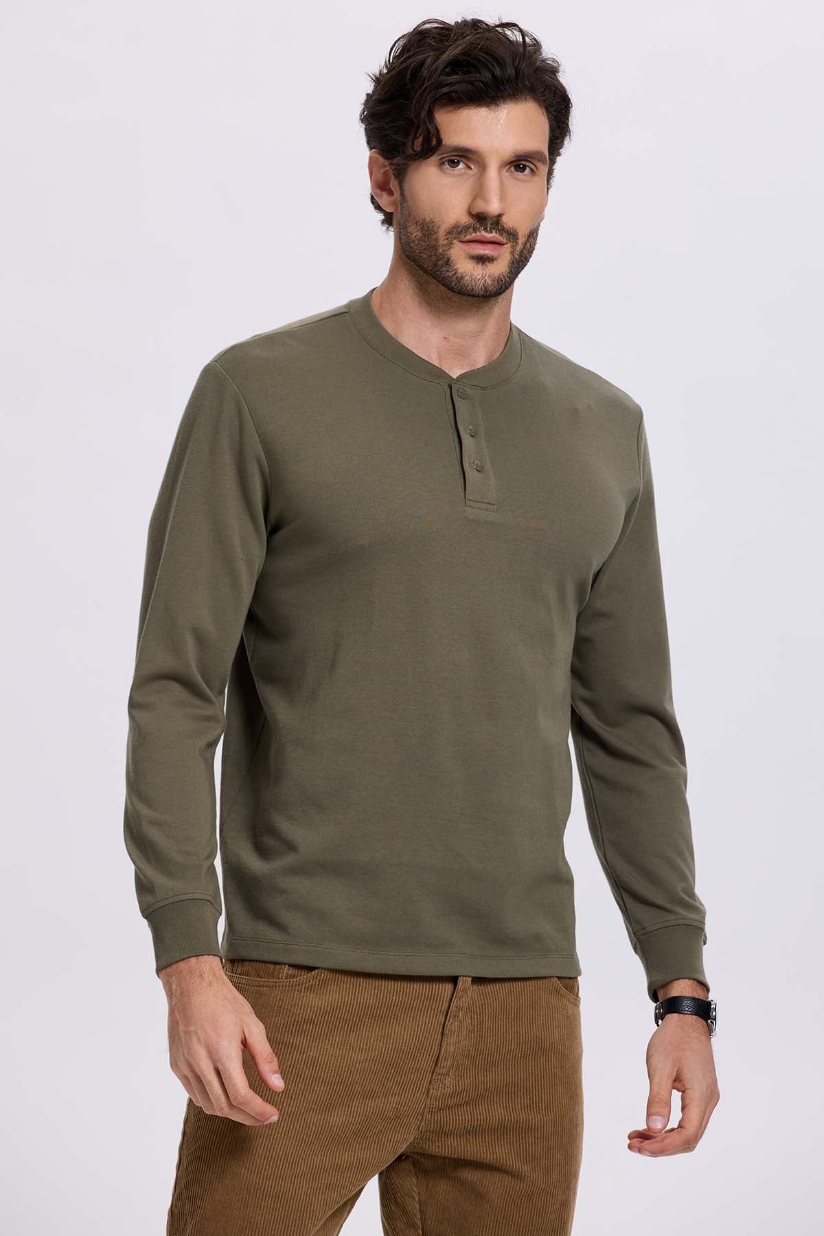 Polera Hombre Tres Botones Verde