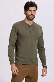 Polera Hombre Tres Botones Verde