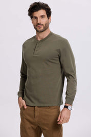 Polera Hombre Tres Botones Verde