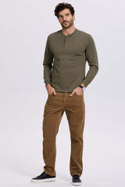 Polera Hombre Tres Botones Verde