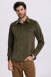Camisa Hombre Cotelé Con Bolsillo Verde