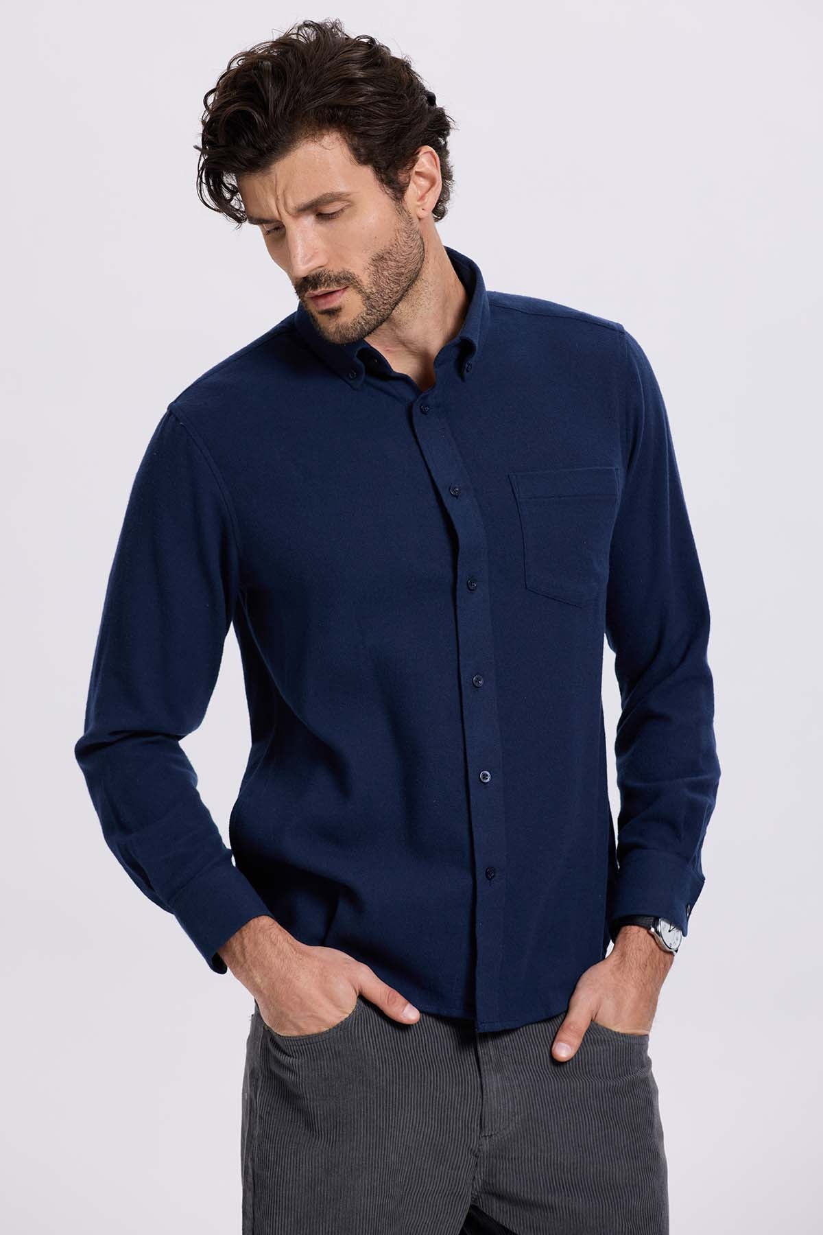 Camisa Hombre Franela Azul
