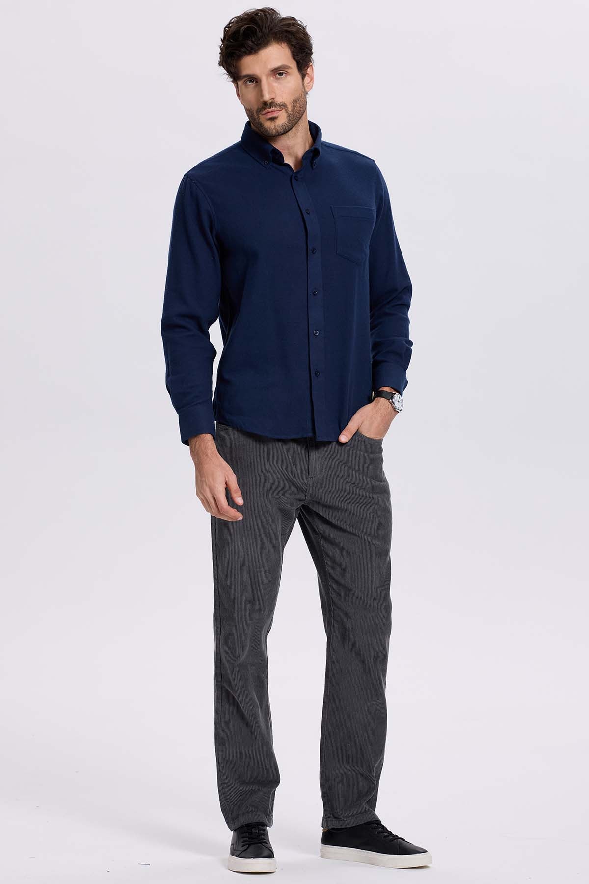 Camisa Hombre Franela Azul
