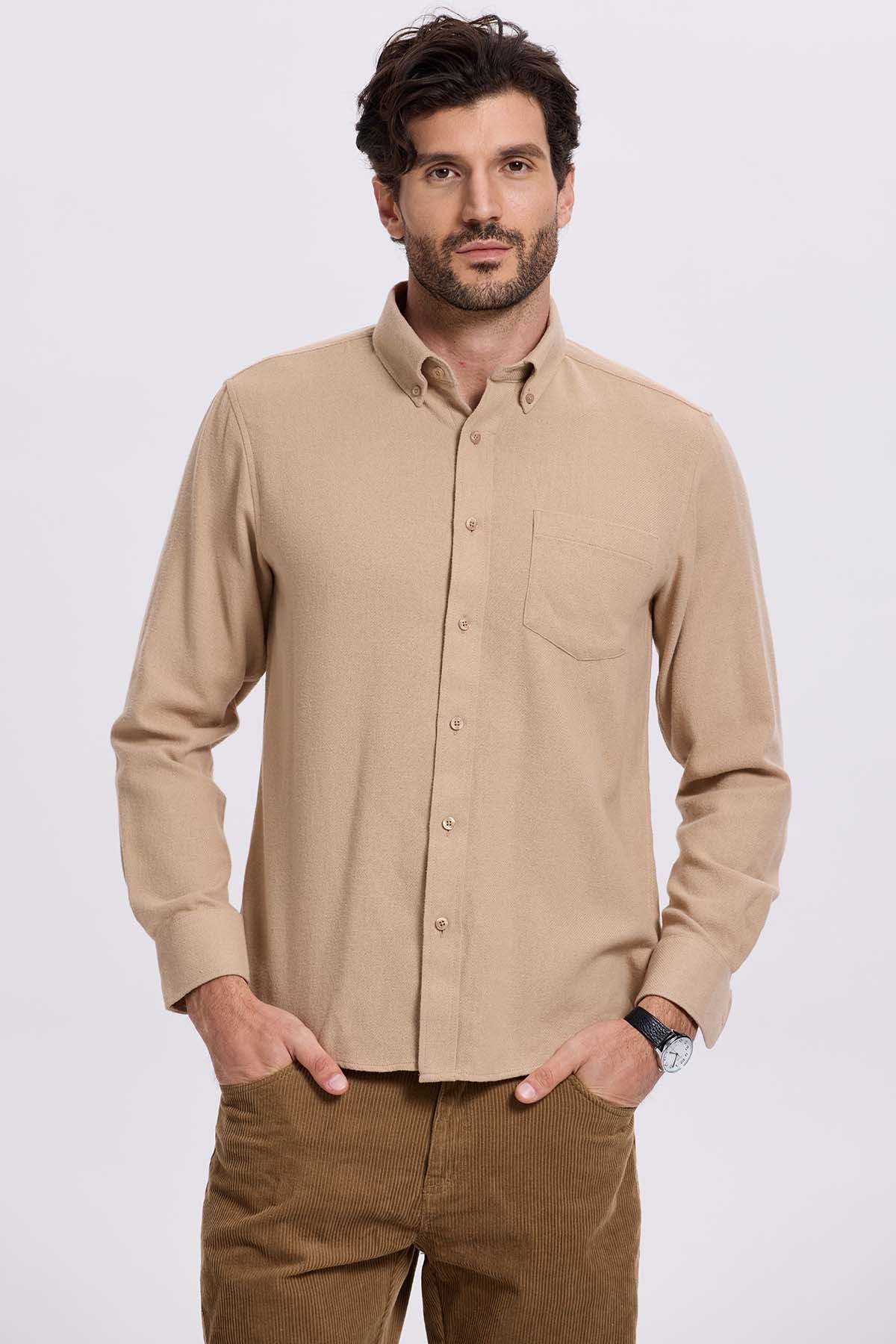 Camisa Hombre Franela Camel