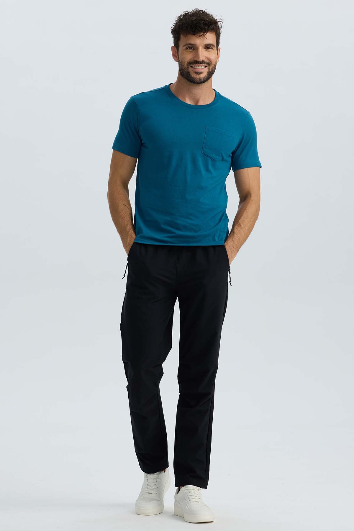 Polera Hombre Básica Con Bolsillo Petroleo
