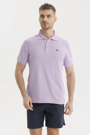 Polera Hombre Pique Básica Lisa Lila
