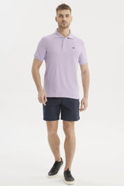 Polera Hombre Pique Básica Lisa Lila